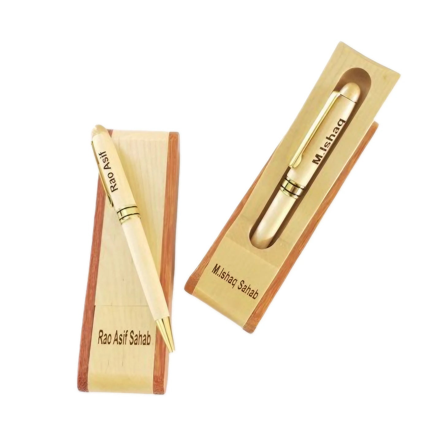 Customized Name Luxury Wooden Ballpoint Pen Gift Set with Wooden Box