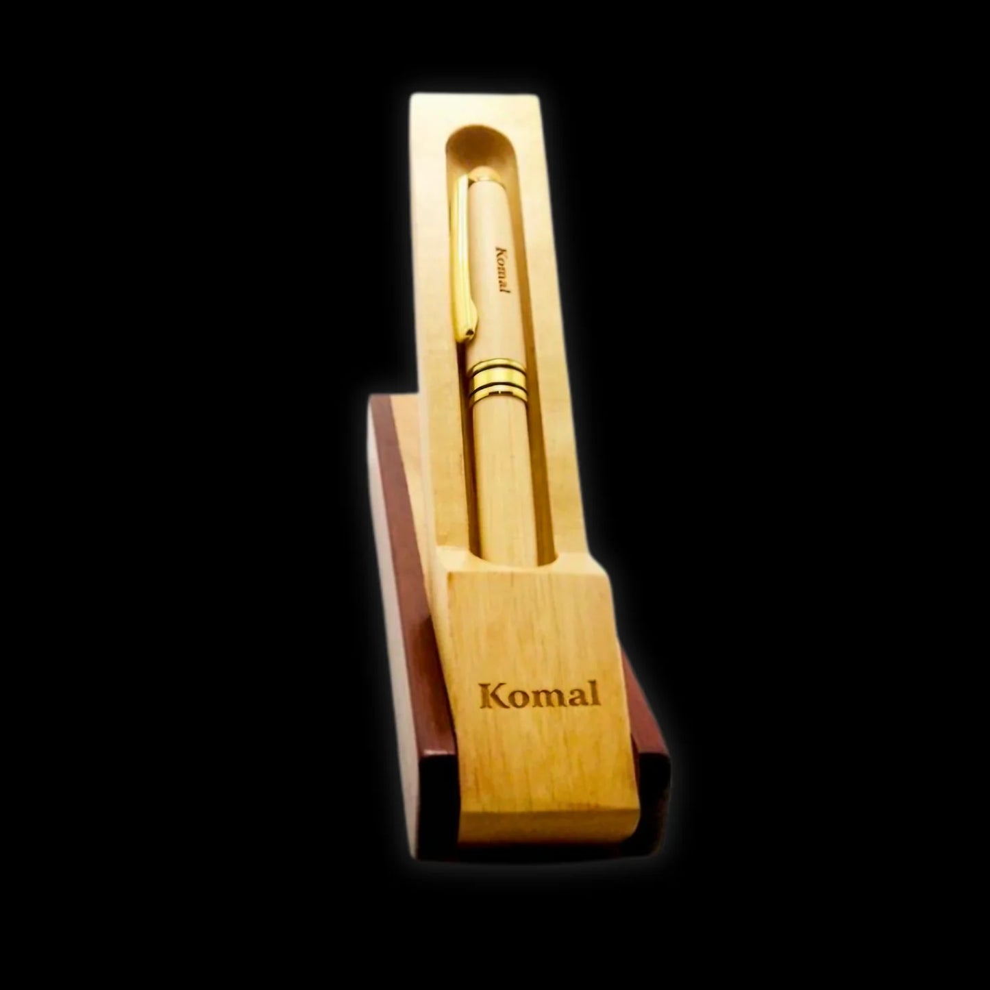 Customized Name Luxury Wooden Ballpoint Pen Gift Set with Wooden Box