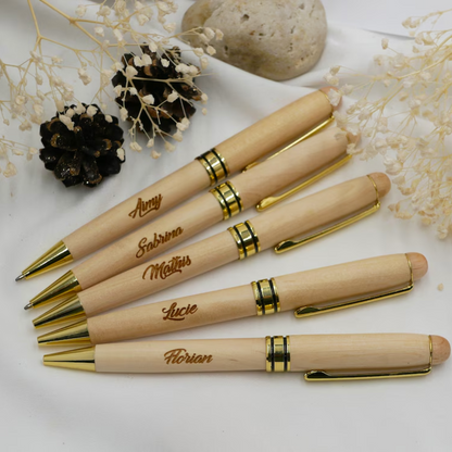 Customized Name Luxury Wooden Ballpoint Pen Gift Set with Wooden Box