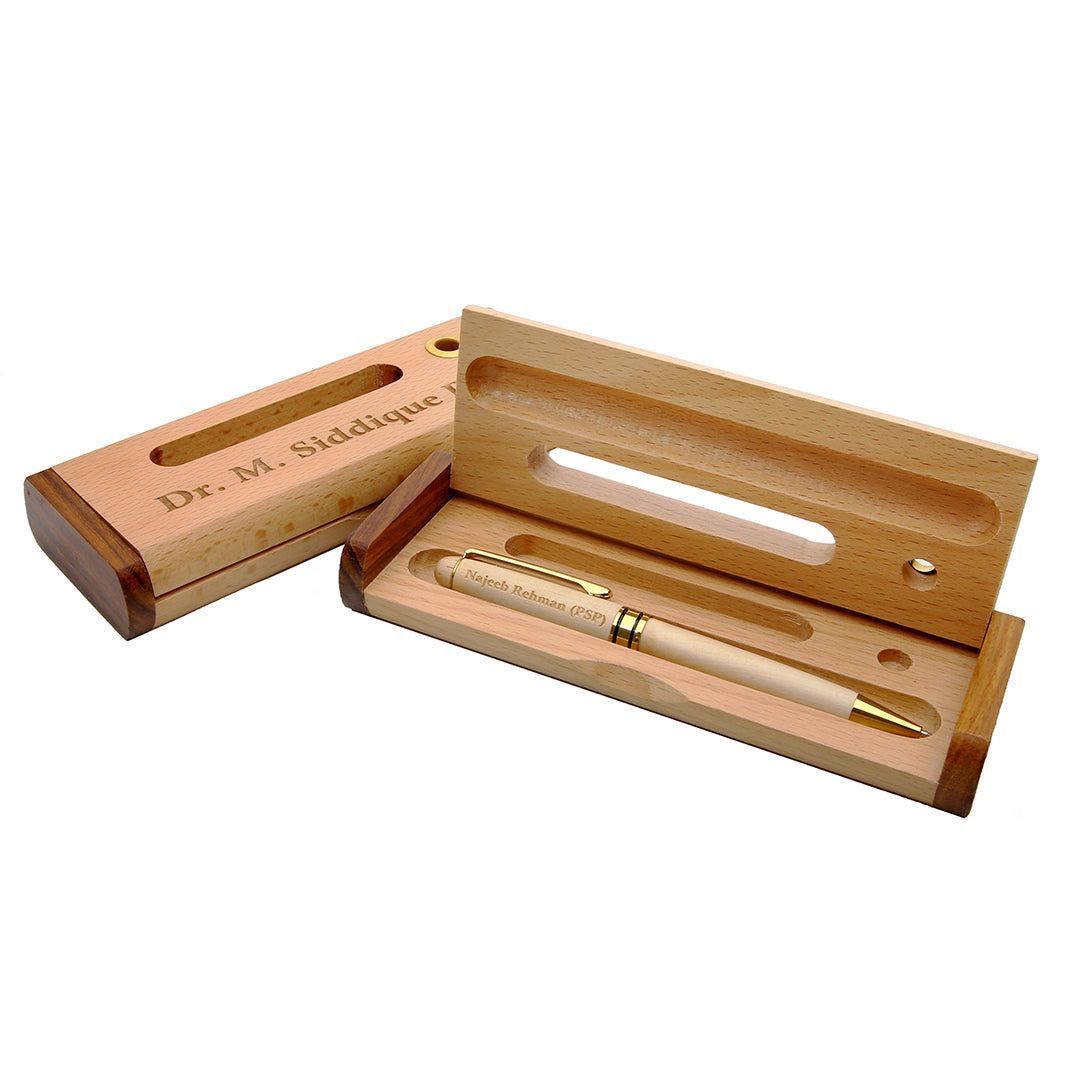 Executive Wooden Pen With Engraved Name (Wooden Set)