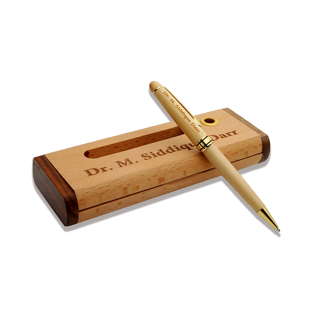Executive Wooden Pen With Engraved Name (Wooden Set)