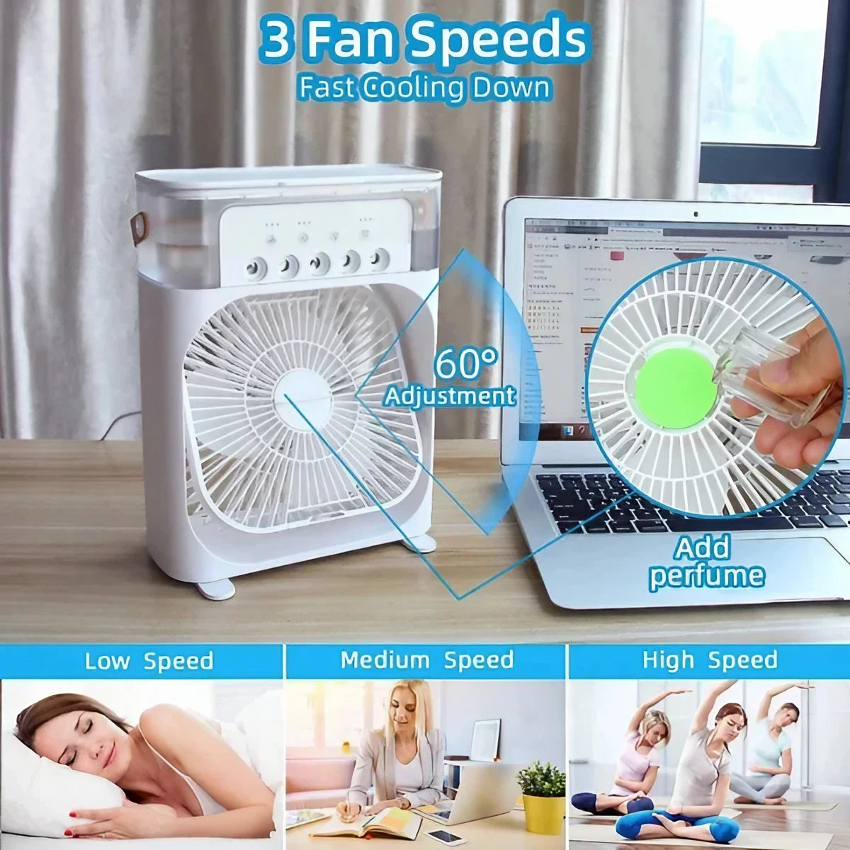 Portable Air Conditioner Fan With Led Night Light
